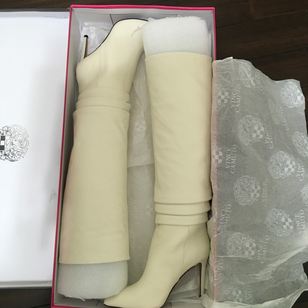 Vince Camuto White Leather Kashiana Boots